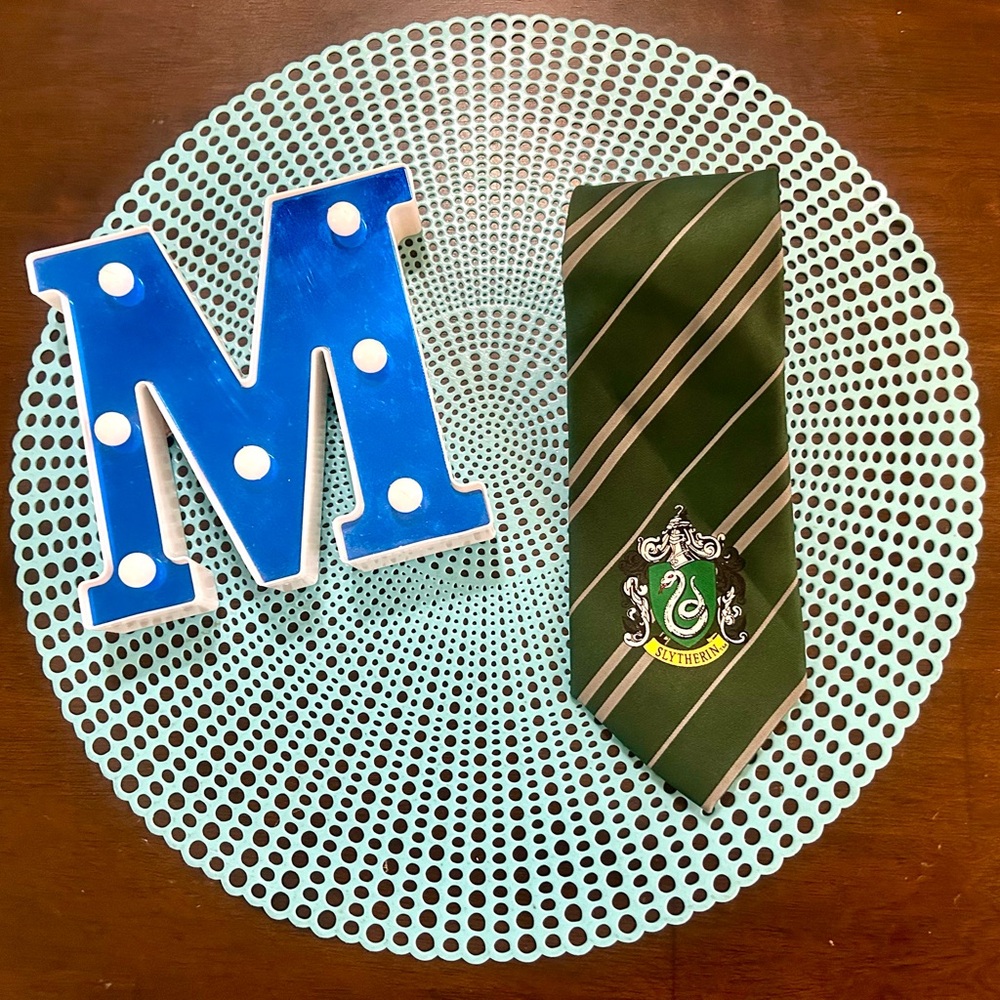 Harry Potter Slytherin Neck Tie Green/Silver 3.5" House Crest Cosplay Costume